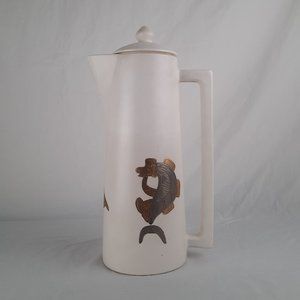 RARE FIND Sascha Brastoff Coffee Carafe gold/silver NW American native motif